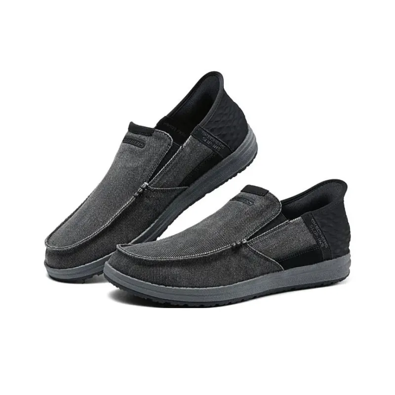 Skechers Wear resistant And Lightweight Low Top Casual Shoes Men's Black-2