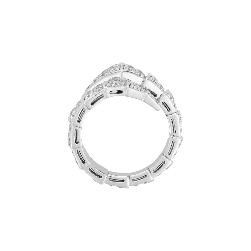 BVLGARI 18K White Gold Serpenti Viper Diamond Ring-2