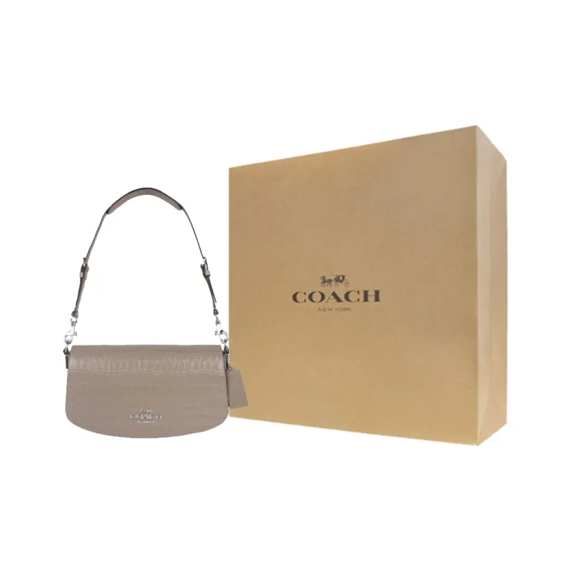 COACH Leather Handbag Shoulder Bag Medium Size Women's Gray-9