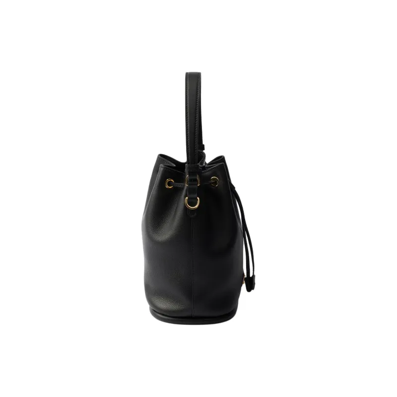 PRADA Leather Bucket Bag, Shoulder Bag, Crossbody Bag, Handbag Mini Women's Black-2