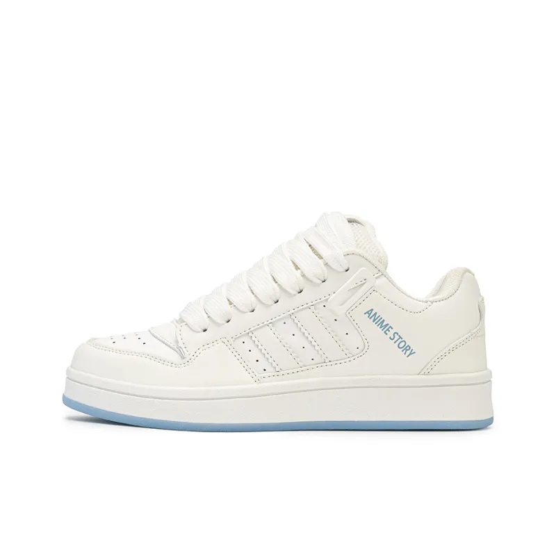 SHUXIAOBEI Anti Slip And Wear Resistant Lightweight Low Top Skateboard Shoes Unisex White Blue-18