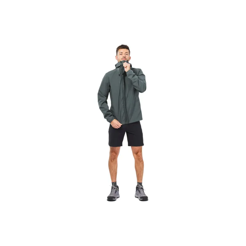 DECATHLON Water-Resistant Windbreaker Jacket Men's Dark Gray Green-3