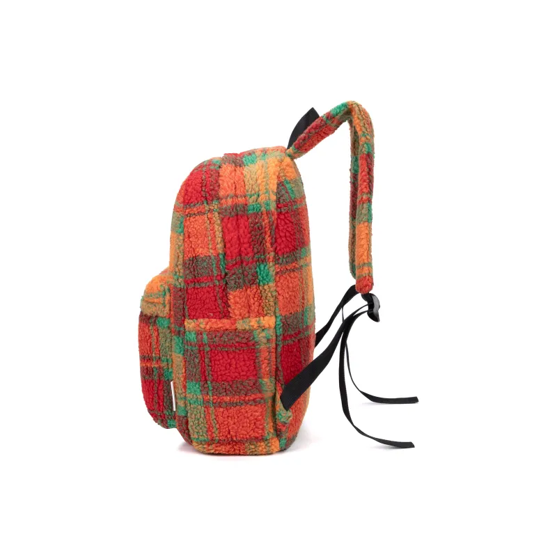 UNITE STAR Sherpa High End Christmas Atmosphere Backpack Unisex Orange Red Plaid Multicolor-2