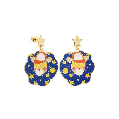 LES NEREIDES Gold Plated Stud Earrings Women's Blue