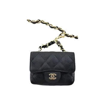 CHANEL Grain Calfskin Fanny Pack Mini Women's Black