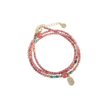 VIVIWELL Red Pattern Stone Bracelets Women's