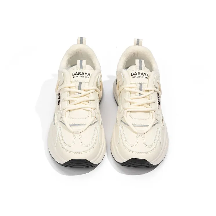 BABAYA KIDS Anti Slip And Wear Resistant Warm Low Top Casual Shoes Women's White-3