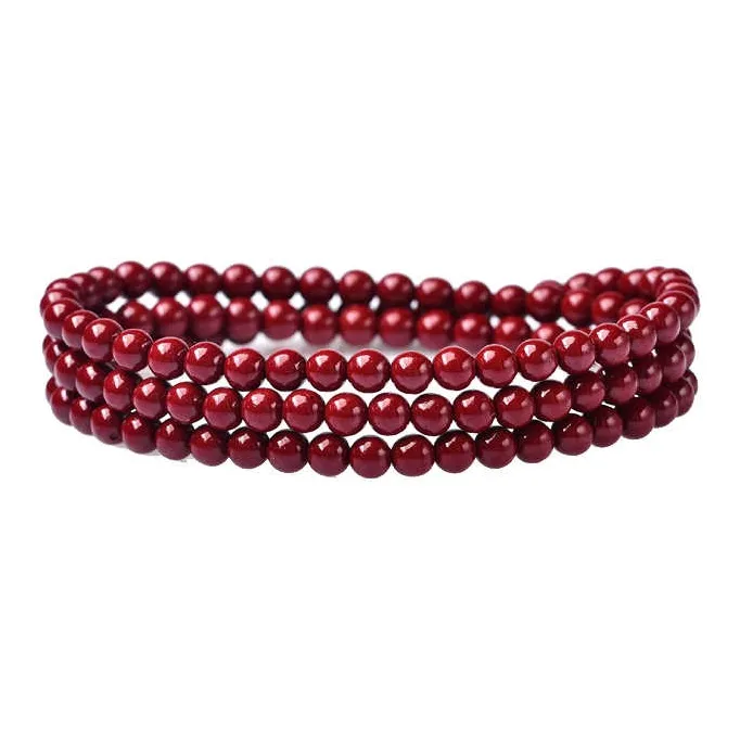 LANMUYINNUO Reconstructed Cinnabar Bracelets Women's-0