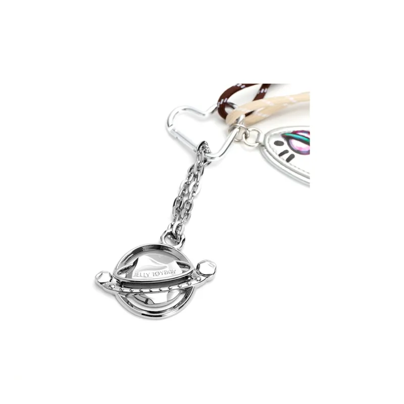 JELLYTOYBOY Zinc Alloy With Artificial Leather And Fabric Recombined Pendant Bag Accessories Unisex White-2
