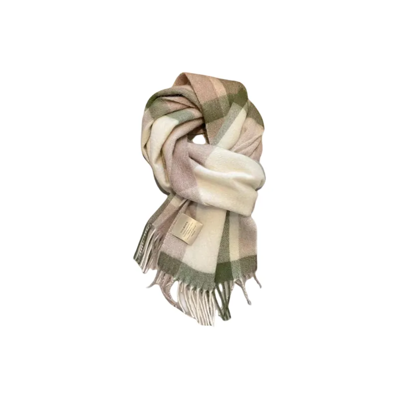 MITHAOL KUSC Knit Scarves Women's Green Plaid-0