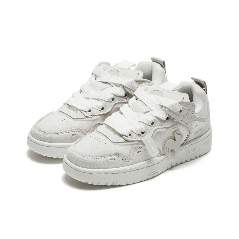 Le Coq Sportif Anti Slip Wear Resistant Low Top Skateboard Shoes Women's Gray White-1