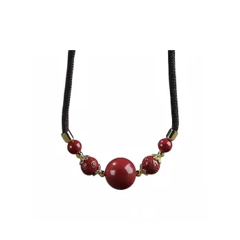 Bubble Scallops Reconstructed Cinnabar Jade Necklaces Unisex