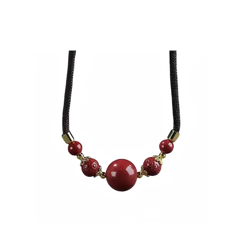 Bubble Scallops Reconstructed Cinnabar Jade Necklaces Unisex-0