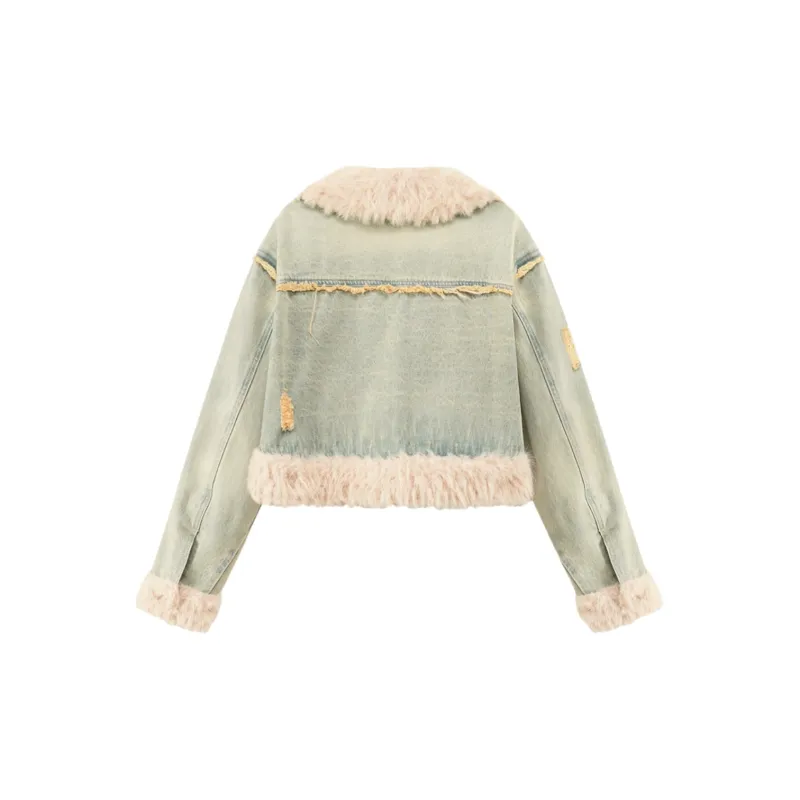 CHUU 24FW Velvet feel Coat Women's Denim Blue-1