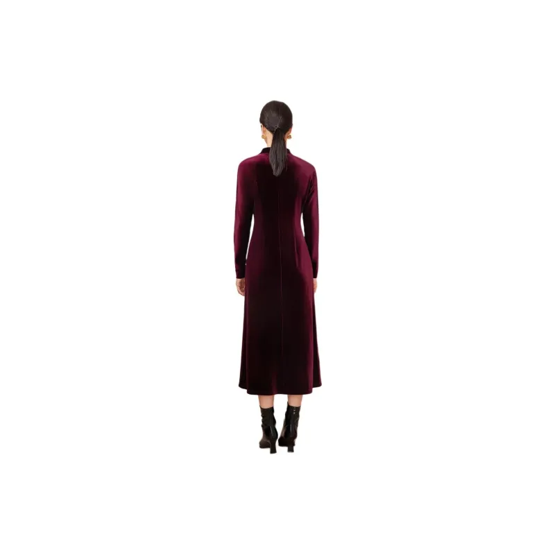 BBLLUUEE Long Sleeved Dress Women's Agate Red-0
