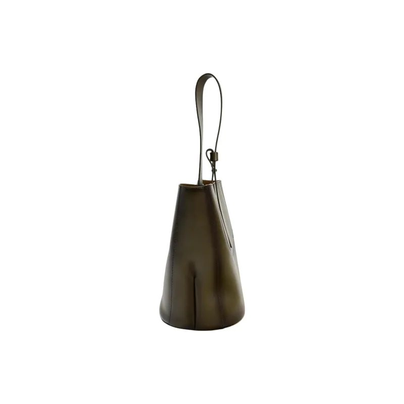 ZARA Cow Leather Bucket Bags Handbags Women's Green-3