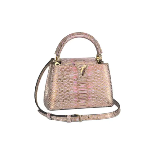 LOUIS VUITTON Capucines Python Skin Capusin Shoulder Crossbody Handbag Mini Women's Copper Metal Rose Pink Red