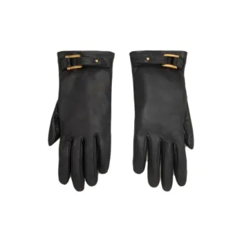 AMIPARIS Lambskin Silk Metal Gloves Women's Black