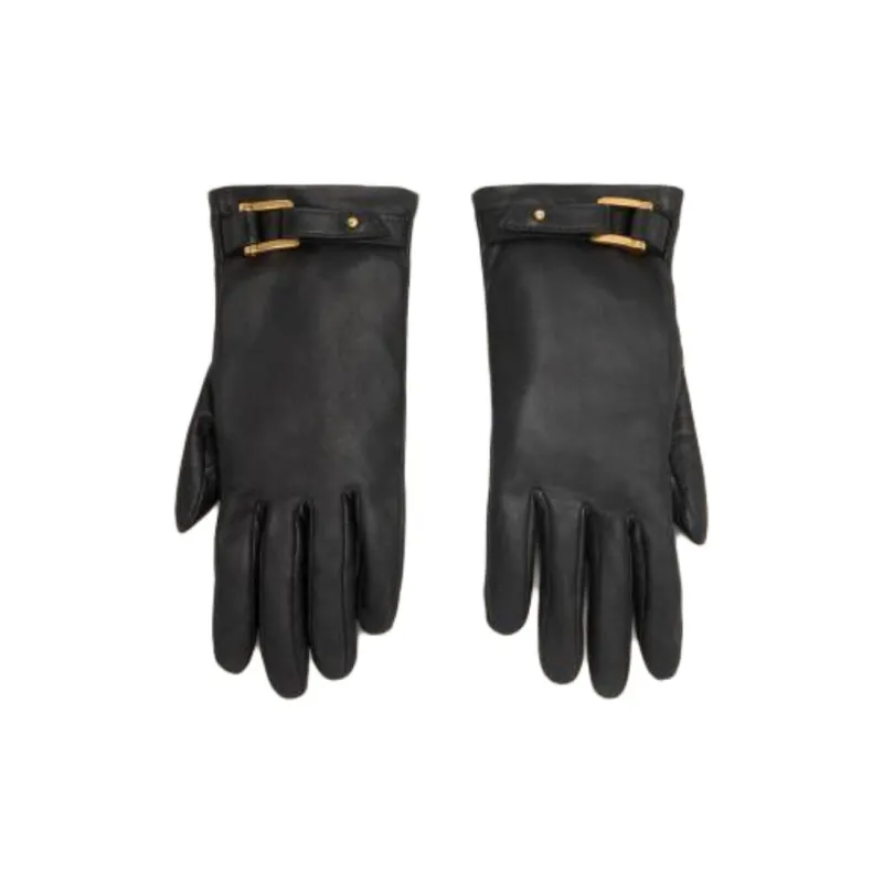 AMIPARIS Lambskin Silk Metal Gloves Women's Black-0