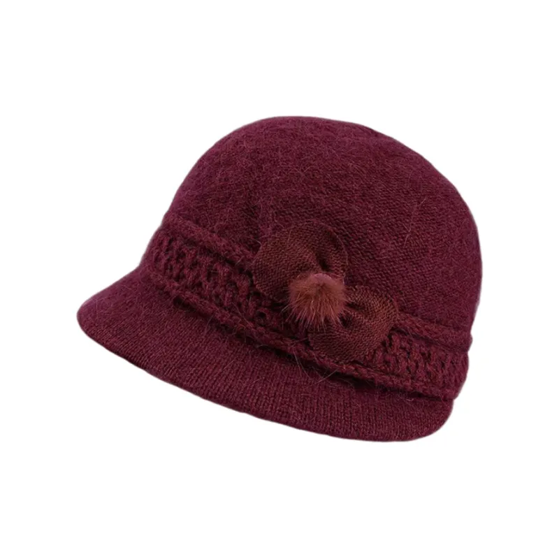 Top Melon Rabbit Fur Beanies Women's-1