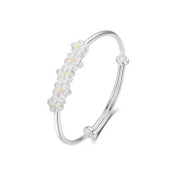 Heart Grass 999 Fine Silver Bangles Women's
