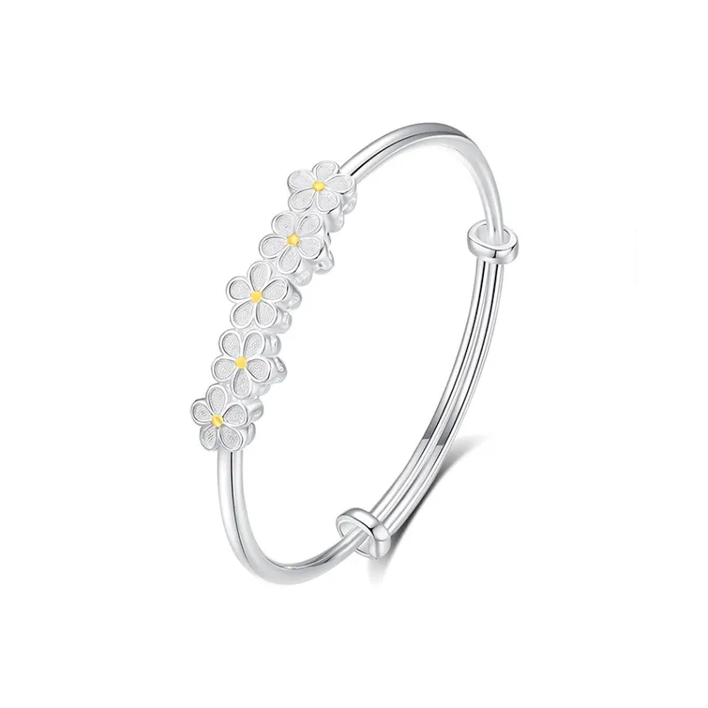 Heart Grass 999 Fine Silver Bangles Women's-0