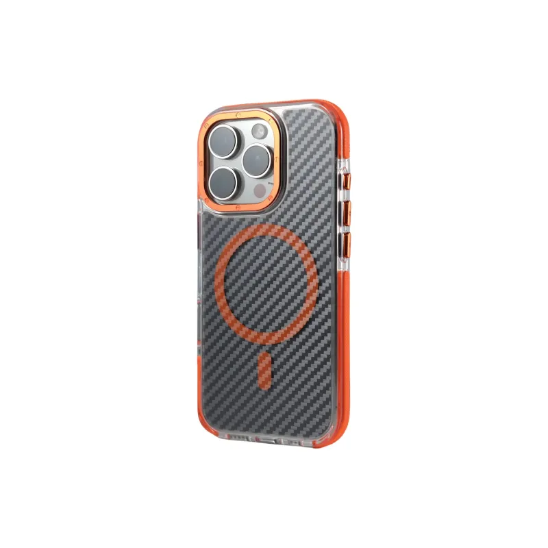 DEPA PC Material Semi Transparent Carbon Fiber Texture Magnetic Phone Cases Applicable To Apple-5
