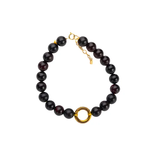 GUMUJIANG Fragrance Agarwood Beaded Bracelet With Two Circles Womens