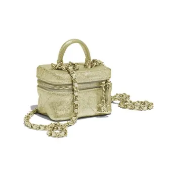 CHANEL Leather Box Bag Handbag Shoulder Bag Crossbody Bag Small Size Women's Gold