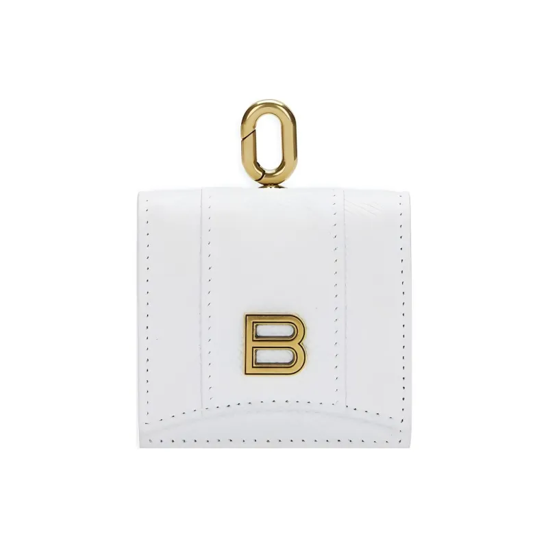 Balenciaga Hourglass Soft Textured Cow Leather Earphone Case Women's White-0