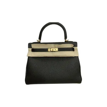 HERMES Kelly Togo Calfskin Kelly Bag Handbags Women's 3Y Caban Black Tweed & Navy Blue