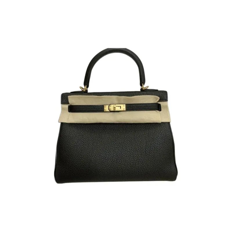 HERMES Kelly Togo Calfskin Kelly Bag Handbags Women's 3Y Caban Black Tweed & Navy Blue-0