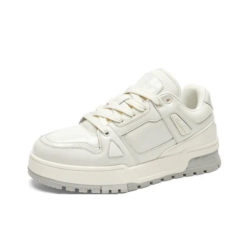 Cabbeen Low-Top Skateboard Shoes Men's Classic White Sneakers-1