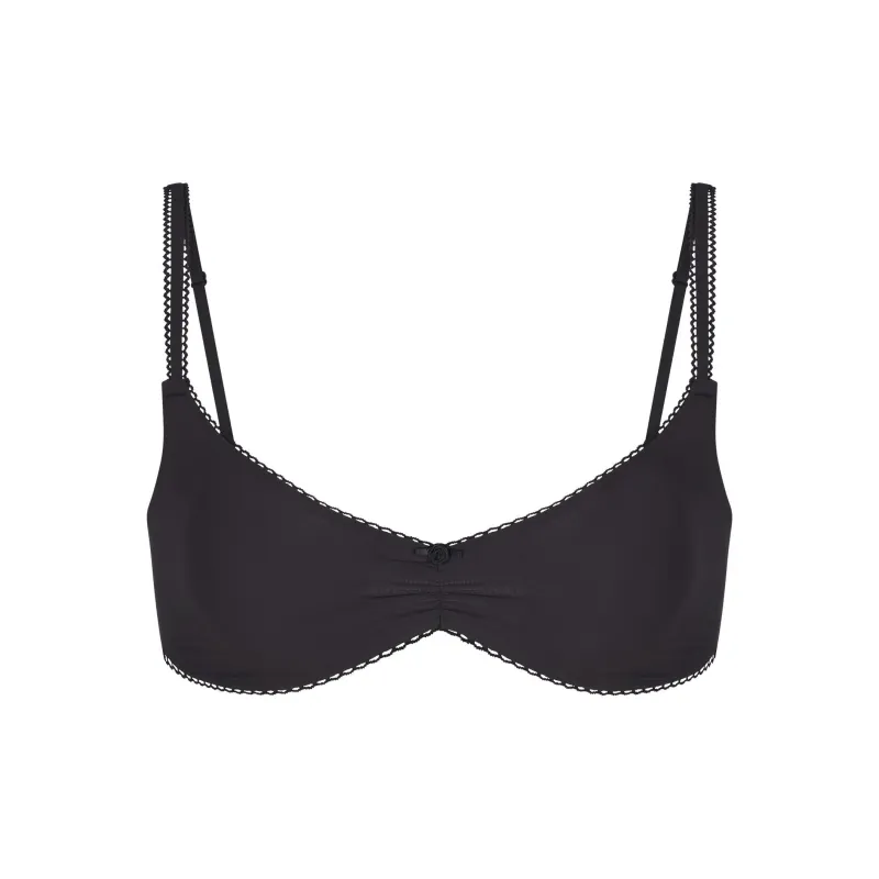 SKIMS FW24 FITS EVERYBODY PICOT TRIM SKIMPY SCOOP BRALETTE Bra Women's 1 Pack ONYX/Onyx-0