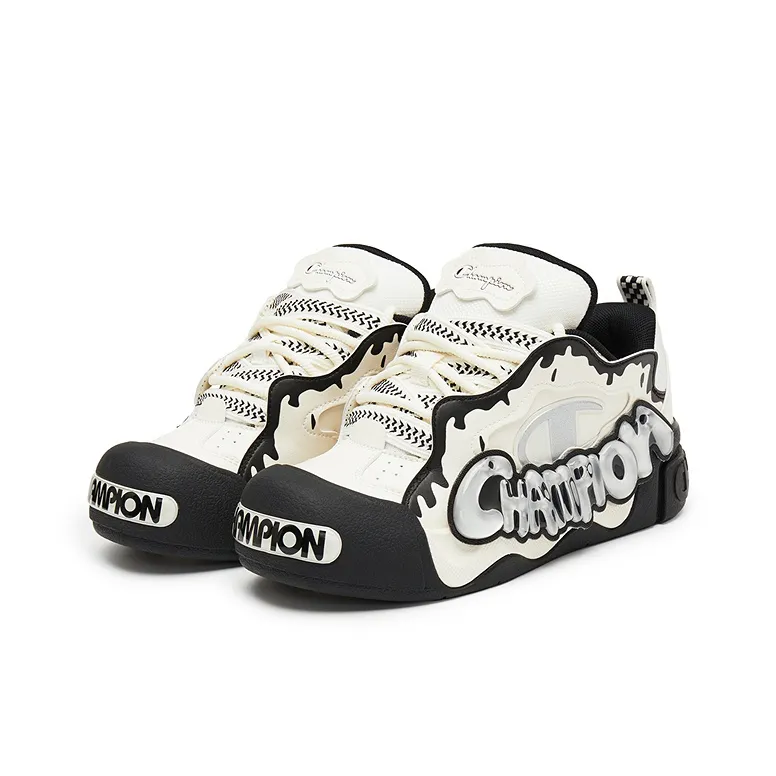 Champion Puffy Jelly Shoes Low Top Skateboard Shoes Unisex Milk White/Black-1