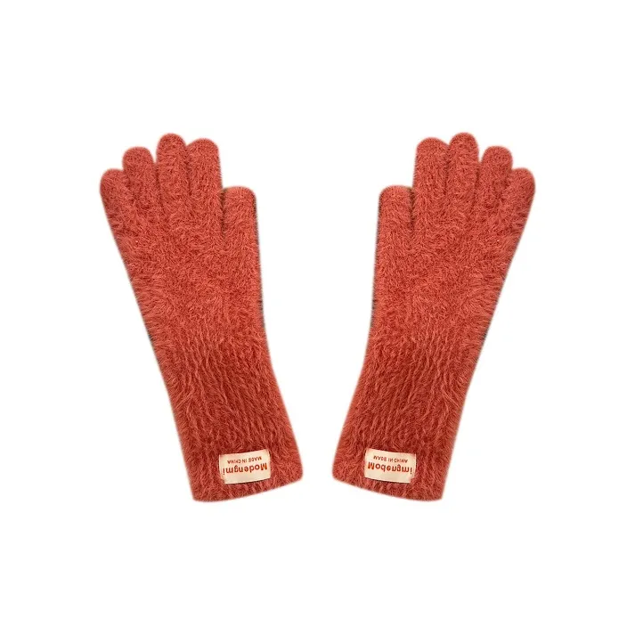 MUSTKOO Knitted Fabric Knit Gloves Women's Milk White-0