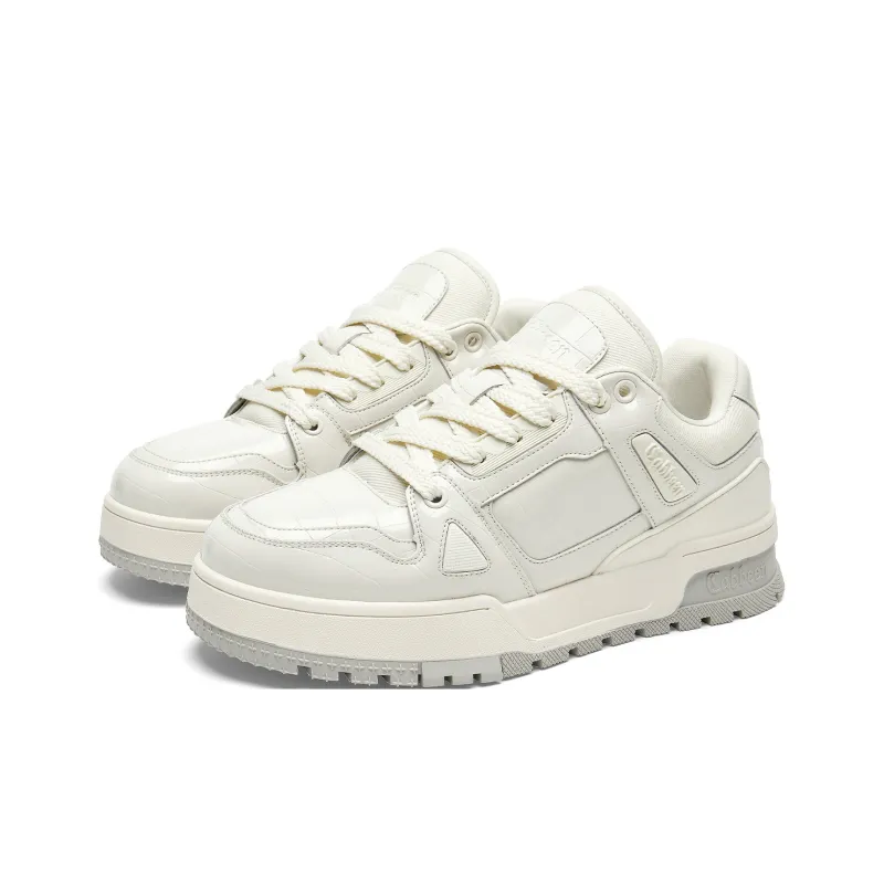 Cabbeen Low-Top Skateboard Shoes Men's Classic White Sneakers-4