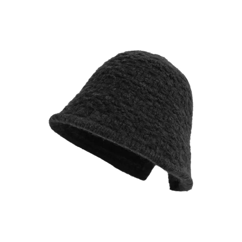 FREE RABBITⅡ Winter Warm Bucket Hat Minimalist Style Solid Color Knitted Fabric Bucket Hat Unisex-4