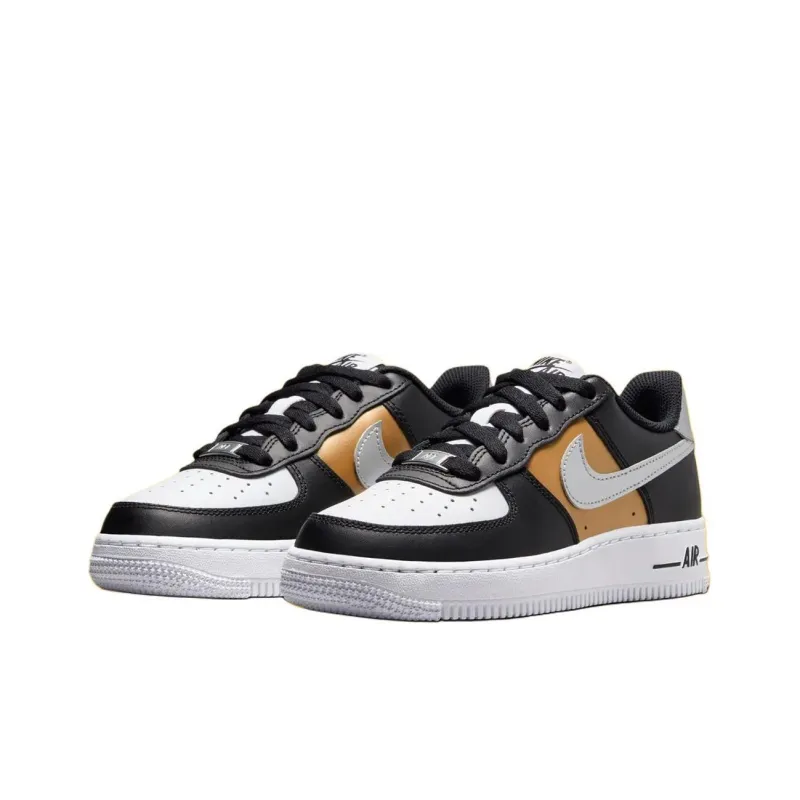 Nike Air Force 1 Abrasion Resistant Shock Absorbers Low Top Kids' Skateboarding Shoes Black White Unisex-2