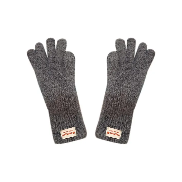 MUSTKOO Knitted Fabric Knit Gloves Women's Milk White-1