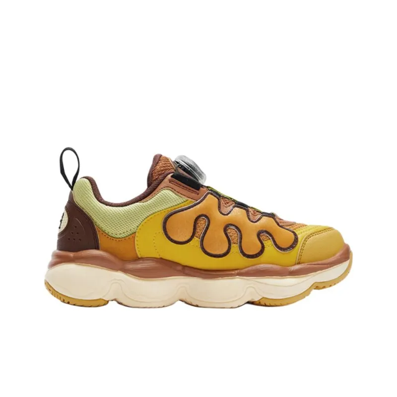 FILA KIDS BOA Anti Slip Wear Resistant Low Top Children's Basketball Shoes Brown Yellow Teenagers-1