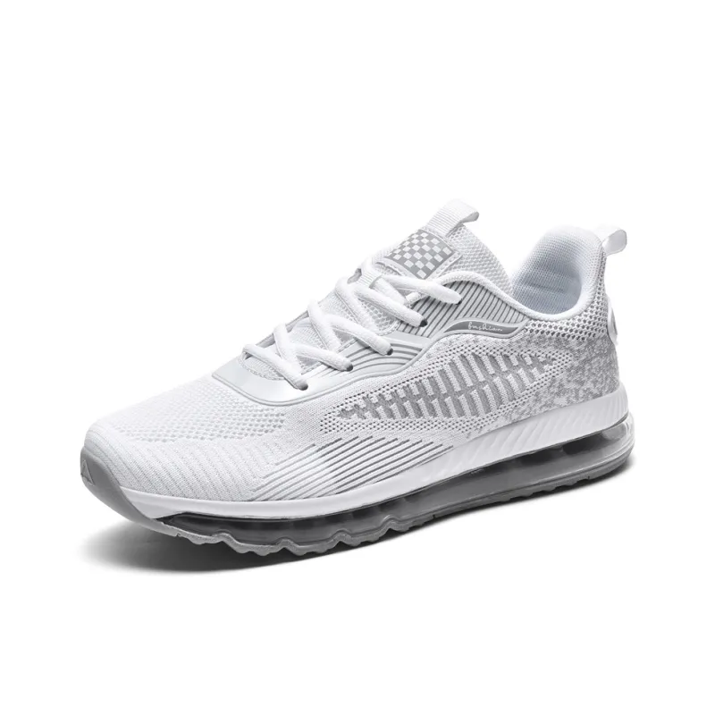 BIANSULONG Wear Resistant Height Increasing Coverage Low Top Casual Running Shoes Men's White-1