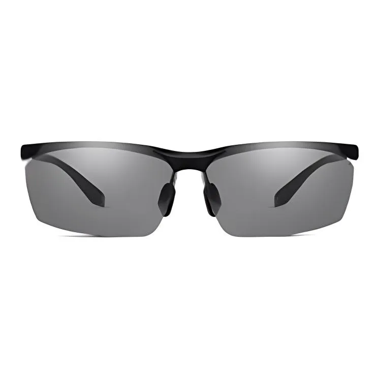 CAPONI Aluminum Magnesium Alloy Square Sunglasses Unisex Black-2