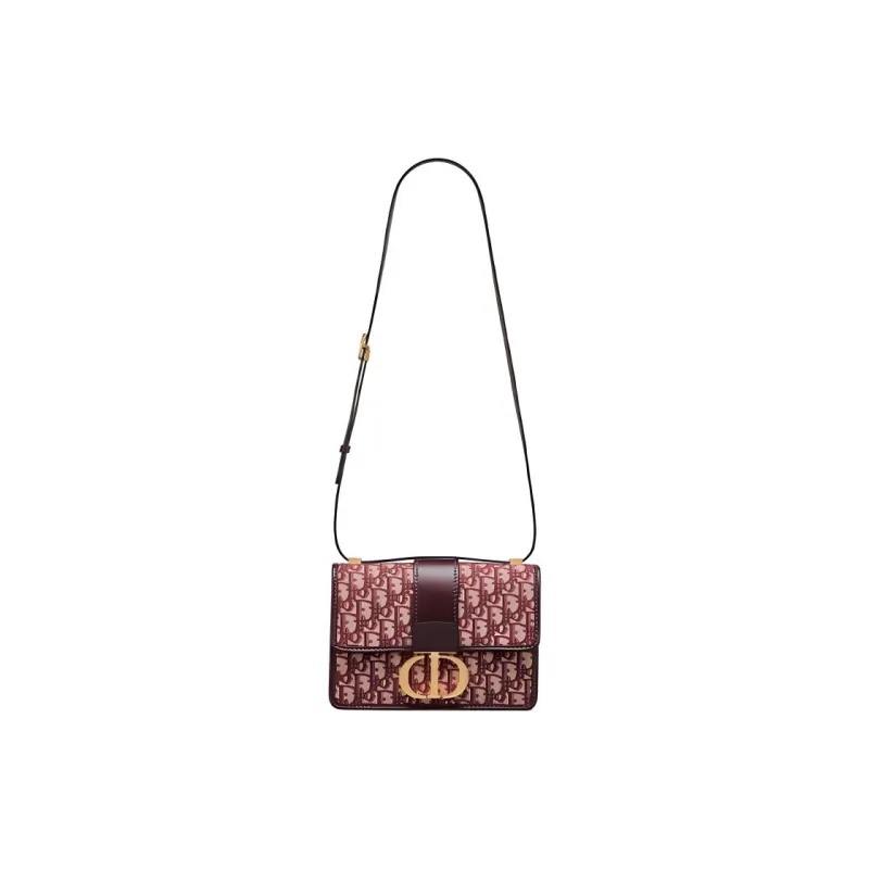 DIOR Jacquard Fabric Shoulder Bag Crossbody Bag Medium Size Women's Burgundy-3