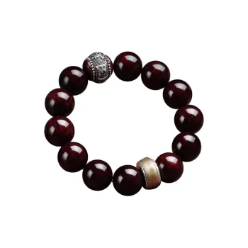 FANGYUANXIAOFU Pterocarpus Plain Circle Beaded Bracelet Men's