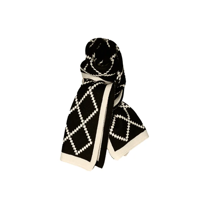 PALBAS Polyester Knit Scarves Unisex Red-6