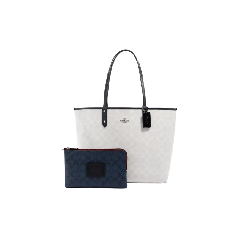 COACH CityTote PVC Combo Bag Tote Bag Shopping Bag Handbag Shoulder Bag Large Size Women's Blue White-0