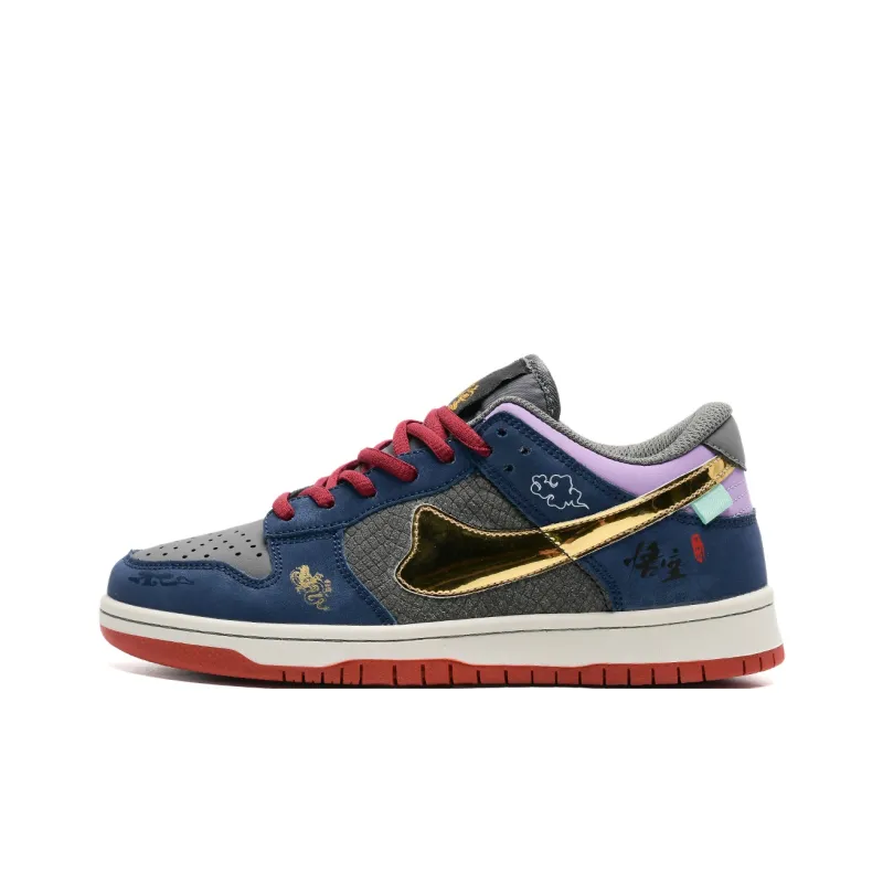 7 SEVFUN Slip Resistant Low Top Skateboard Shoes Unisex Wukong Blue-7