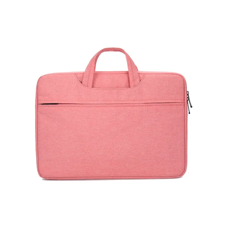 NIUMJ Polyester Laptop Bag Medium Size Unisex Light Gray/Black/Pink-2