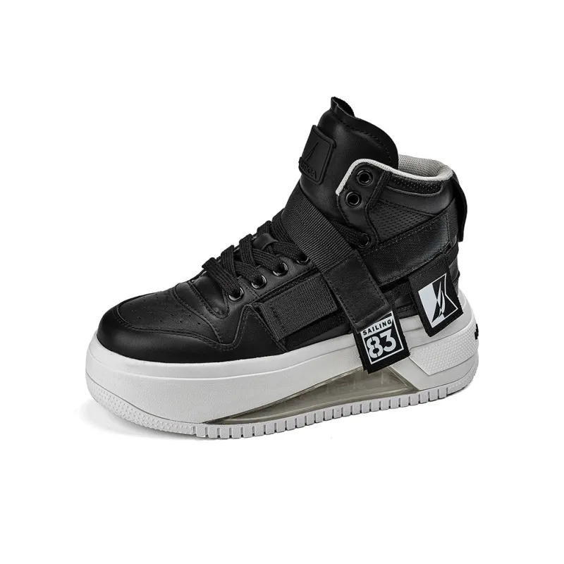 NAUTICA Anti Slip And Wear Resistant Height Increasing High Top Skateboard Shoes Women's Black-1